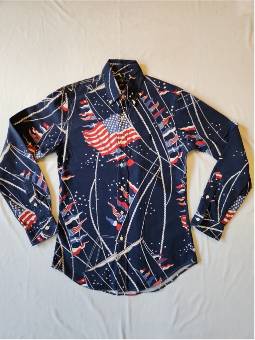 Ralph Lauren American Flag Long Sleeve Button-down Shirt ( Men Size SP Slim Fit) - Picture 1 of 8